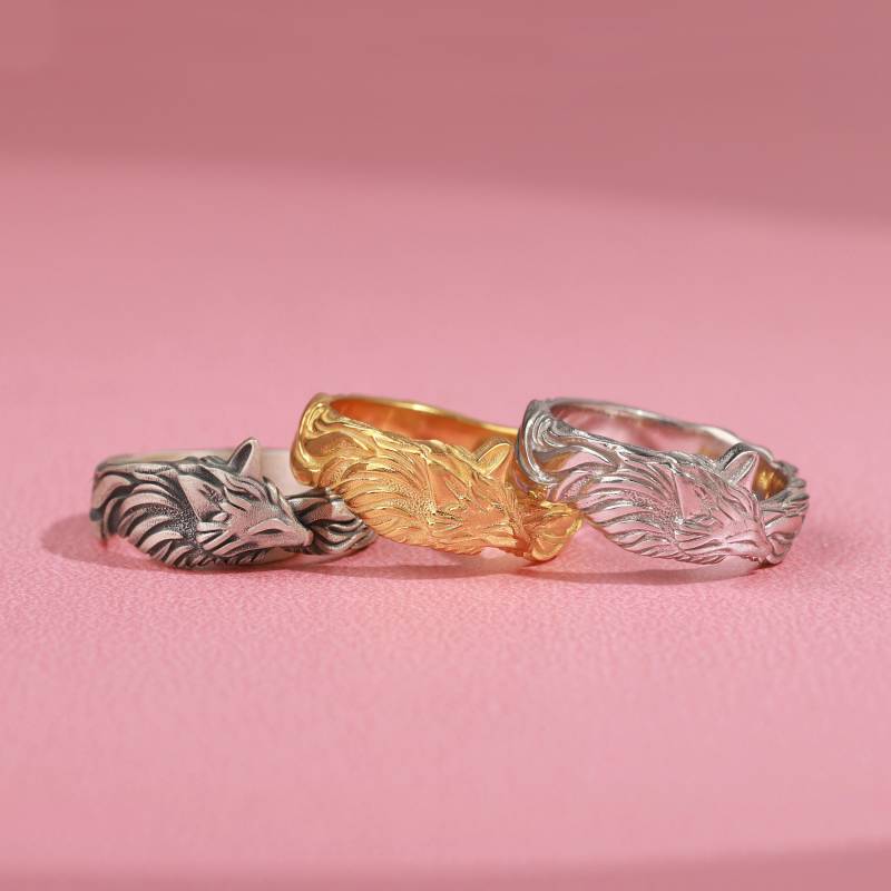 Tierring Fuchs Trauring in Sterling-Silber, Fuchsring 14K Gold, Wikinger Verlobungsring Für Frauen, Einzigartiger Ring Sie von SavisGoldShop