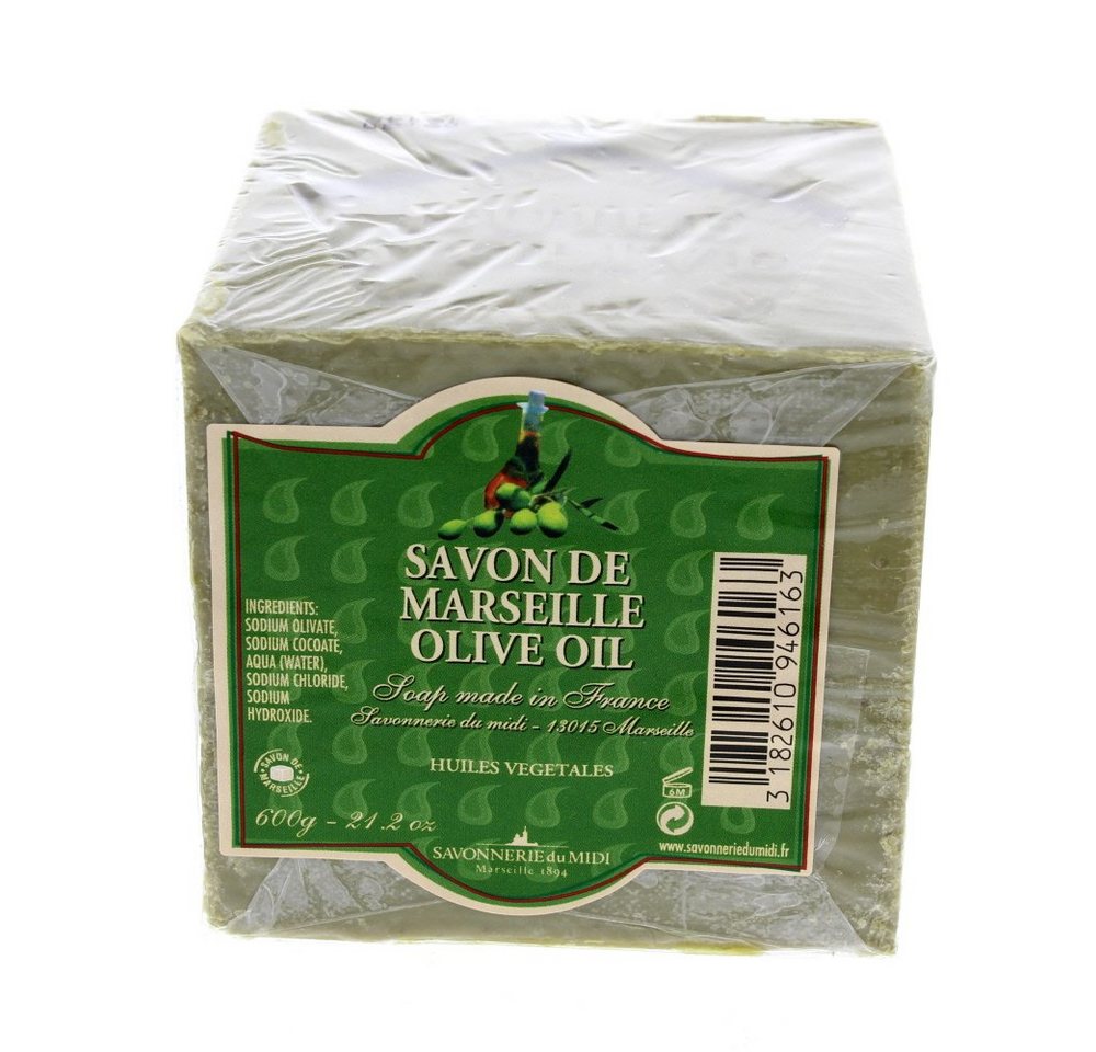 Savon du Midi Feste Duschseife Marseiller Olivenseife, Olivgrün, 300 g von Savon du Midi