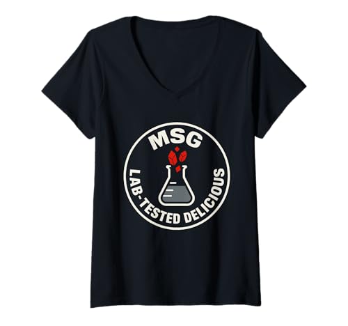 Damen MSG Umami Advocate Foodie Science Anti MSG Flavor Truth T-Shirt mit V-Ausschnitt Damen MSG Umami Advocate Foodie Science Anti MSG Flavor Truth T-Shirt mit V-Ausschnitt von Savory Science Food Myth Buster Asian Flavor