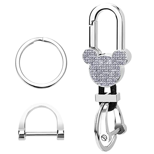 Schlüsselanhänger mit 2 zusätzlichen Schlüsselringen, niedlicher Auto-Schlüsselanhänger für Damen und Herren, silber, Medium Schlüsselanhänger mit 2 zusätzlichen Schlüsselringen, niedlicher Auto-Schlüsselanhänger für Damen und Herren, silber, Medium von Savzokiw