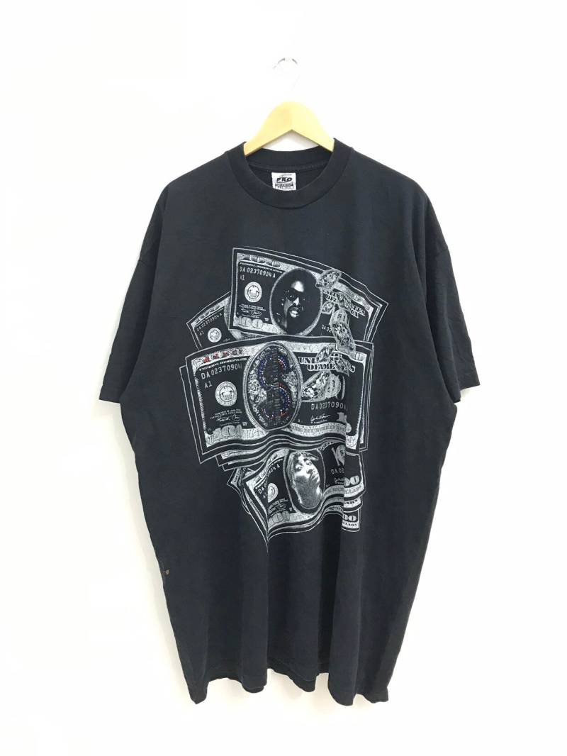 Vintage Große Größe 90Er Jahre Tupac Shakur Rapper Geld Dollar Tshirt.. 4xl.. Hergestellt in Usa von SawTheBundle