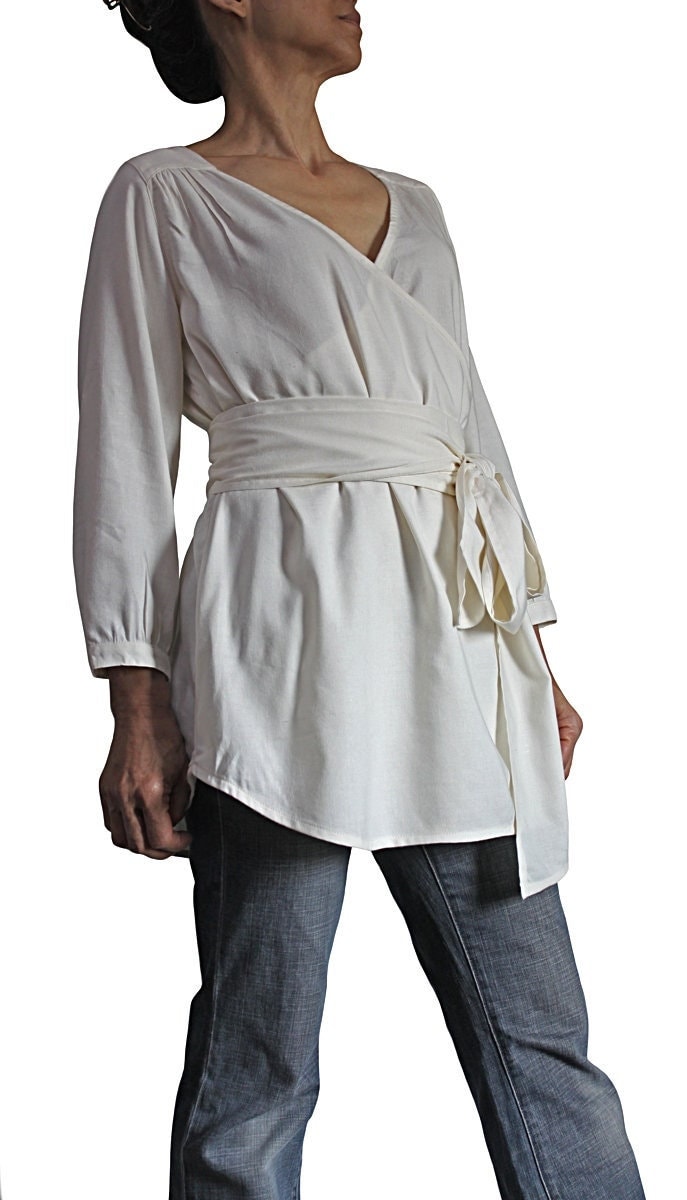 Baumwoll-Rayon Tunika Im Cache-Coeur Stil | Bfs-184-02 von SawanAsia