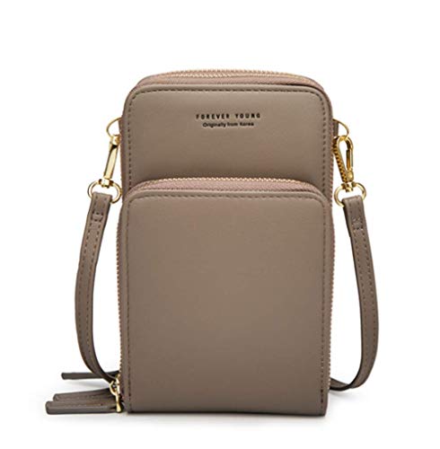 Sawekin Damen Handy Schultertasche Brieftasche Kleine Mini Umhängetasche Handytasche Handy Geldbeutel Geldbörse Messenger Tasche Mädchen (Braun) von Sawekin