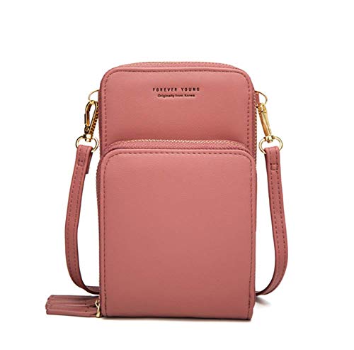 Sawekin Damen Handy Schultertasche Brieftasche Kleine Mini Umhängetasche Handytasche Handy Geldbeutel Geldbörse Messenger Tasche Mädchen (Rosa) von Sawekin