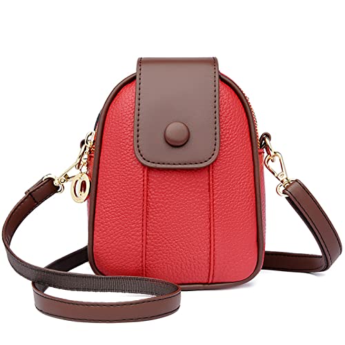 Sawekin Damen Handy Schultertasche Brieftasche Kleine Mini Umhängetasche Handytasche Handy Geldbeutel Geldbörse Messenger Tasche Mädchen (W-Rot) von Sawekin