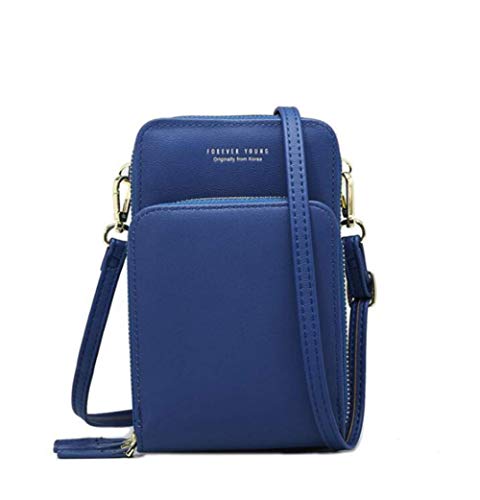 Sawekin Damen Handy Schultertasche Brieftasche Kleine Mini Umhängetasche Handytasche Handy Geldbeutel Geldbörse Messenger Tasche Mädchen (Blau) von Sawekin