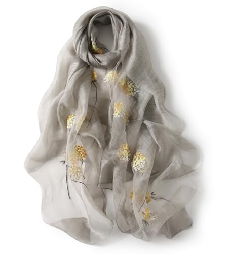 Sawekin Damen Schal Stola Halstuch Sommerschals Farbverlauf Für Abendkleid Hochzeit Seidenschal/Baumwolle Schal 195 * 88cm (V-Grau) von Sawekin