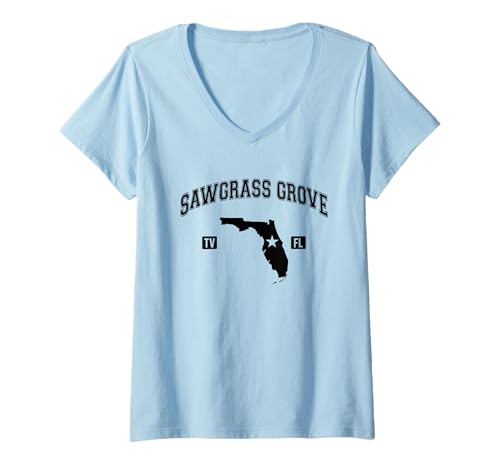 Damen Sawgrass Grove TV, Design aus Florida, USA T-Shirt mit V-Ausschnitt von Sawgrass Grove TV Florida USA Designs Souvenirs