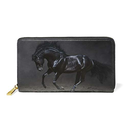 Afraisches Dunkles Pferd Damen Geldbörse Brieftasche Große Echtes Leder Geldbeutel Kartensteckplätze Organizer für Frauen Mädchen von Sawhonn