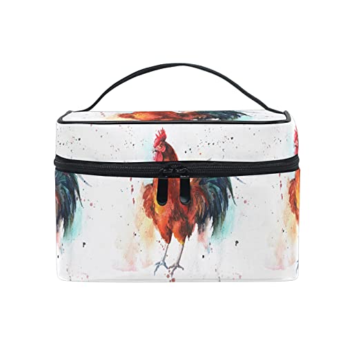Art Huhn Hahn Hahn Kosmetiktasche für Frauen Schminktasche Große Mädchen Damen Make Up Taschen Kulturbeutel von Sawhonn