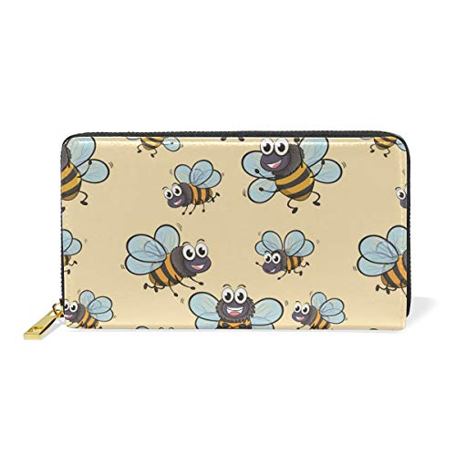 Cartoon Süße Biene Damen Geldbörse Brieftasche Große Echtes Leder Geldbeutel Kartensteckplätze Organizer für Frauen Mädchen von Sawhonn