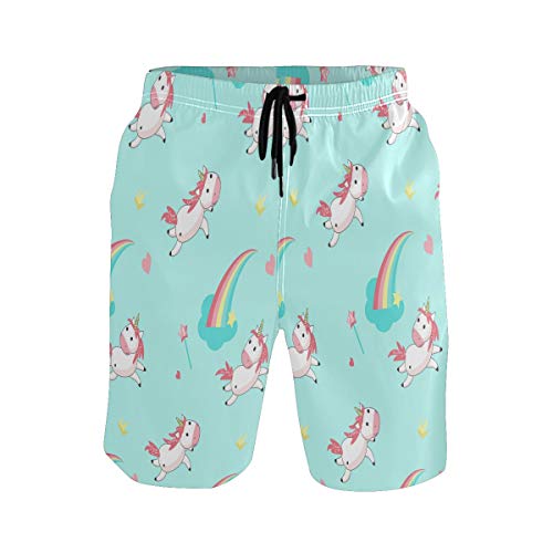 Gänseblümchen Magischen Regenbogen Einhorn Herren Badeshorts Badehose mit Mesh-Futter Boardshorts für Männer Surf Schwimmhose Sporthose von Sawhonn