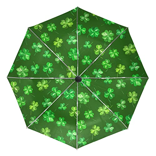 Gfit Kleeblatt Blätter Kleeblatt Regenschirm Taschenschirm Automatische Reise Winddichte Sonnenschutz Trekkingschirm Wanderregenschirm für Frauen Männer von Sawhonn