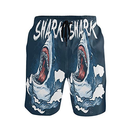 Haifisch Wilde Kunst Herren Badeshorts Badehose mit Mesh-Futter Boardshorts für Männer Surf Schwimmhose Sporthose von Sawhonn