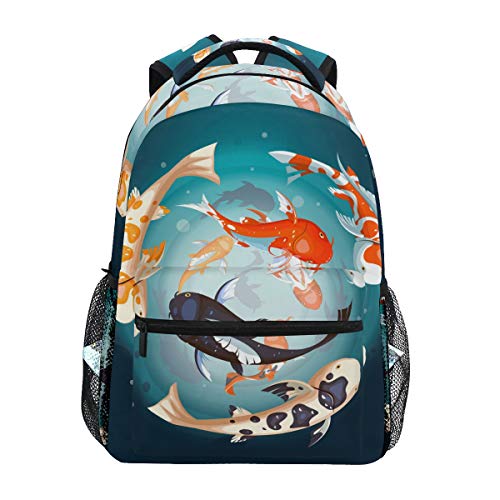 Koi-Karpfen Kreisen Fische Schulter Rucksack Bookbag für Teen Jungen Mädchen Kinderrucksack Laptop Büchertasche Rucksäcke von Sawhonn