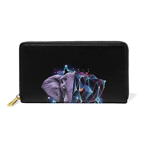 Kunst Fantasy Elefant Damen Geldbörse Brieftasche Große Echtes Leder Geldbeutel Kartensteckplätze Organizer für Frauen Mädchen von Sawhonn