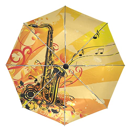 Kunstgeschenk Trompete Musik Regenschirm Taschenschirm Automatische Reise Winddichte Sonnenschutz Trekkingschirm Wanderregenschirm für Frauen Männer von Sawhonn