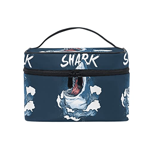 Kunsttier Haifisch Kosmetiktasche für Frauen Schminktasche Große Mädchen Damen Make Up Taschen Kulturbeutel von Sawhonn