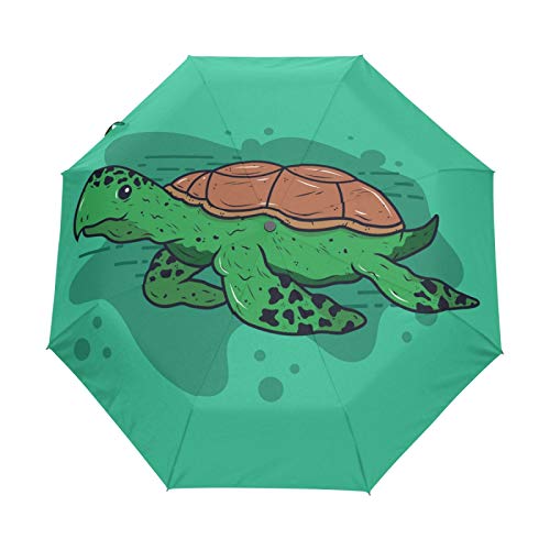 Lustige Freude Schildkröte Regenschirm Taschenschirm Automatische Reise Winddichte Sonnenschutz Trekkingschirm Wanderregenschirm für Frauen Männer von Sawhonn