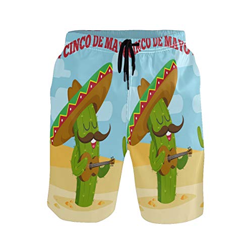 Mexiko Musikgitarre Kaktus Herren Badeshorts Badehose mit Mesh-Futter Boardshorts für Männer Surf Schwimmhose Sporthose von Sawhonn