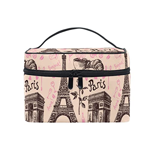 Mode Paris Eiffelturm Kosmetiktasche für Frauen Schminktasche Große Mädchen Damen Make Up Taschen Kulturbeutel von Sawhonn