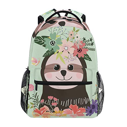 Niedliche Faultier Botanische Kunst Schulter Rucksack Bookbag für Teen Jungen Mädchen Kinderrucksack Laptop Büchertasche Rucksäcke von Sawhonn