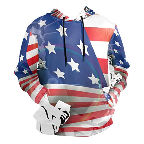 Sawhonn Freiheitsstatue Usa Flagge Kapuzenpullover Herren Pullover 3D Druck Hoodies Sweatshirt Kapuzenpulli Kapuzenjacke für Mädchen Jungen von Sawhonn