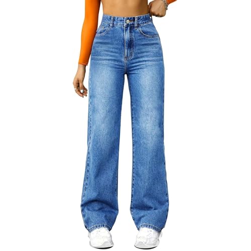 Sawmew Baggy Jeans Damen Low Waist Jeanshose Weites Bein Denimhose Große Größen Stretch Hose Jogginghose Y2K Jeanshosen Oversized Freizeithose Locker Sweathose Teenager Streetwear von Sawmew