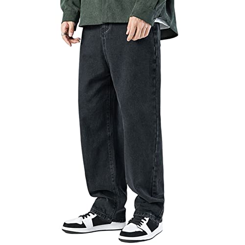Sawmew Baggy Jeans Herren Y2K Hip Hop Skater Jeans Vintage Demin Jogger Loose Fit Skateboard Hose (Color : Black, Size : S) von Sawmew
