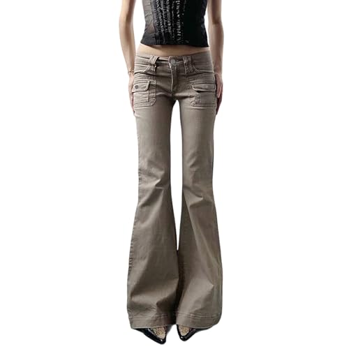 Sawmew Bootcut Jeans Damen Stretch Jeans Damen Schlaghose Hüftjeans Damen Low Waist Jeans Damen Straight Leg Jeans Damen Flared Jeanshose Damen Cargohosen(M) von Sawmew