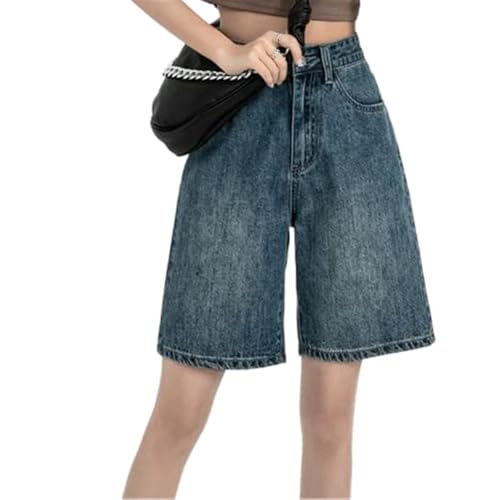 Sawmew Damen Baggy Jorts Jean Shorts Denim Shorts Jeans Wide Leg Jeans Y2K Shorts Grunge Hip Hop Hose Streetwear Bermuda Shorts Mädchen(Blue,XS) von Sawmew
