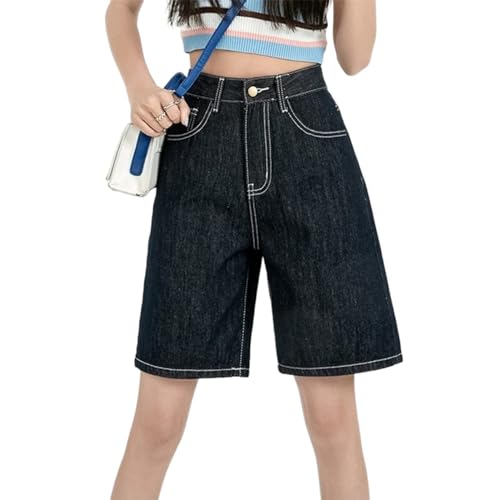 Sawmew Damen Baggy Jorts Jean Shorts Denim Shorts Jeans Wide Leg Jeans Y2K Shorts Grunge Hip Hop Hose Streetwear Bermuda Shorts Mädchen(Dark blue,XS) von Sawmew