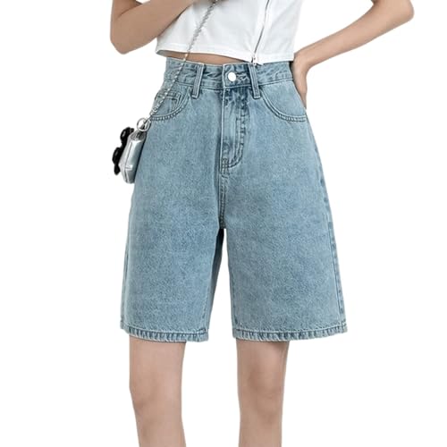 Sawmew Damen Baggy Jorts Jean Shorts Denim Shorts Jeans Wide Leg Jeans Y2K Shorts Grunge Hip Hop Hose Streetwear Bermuda Shorts Mädchen(Light blue,XS) von Sawmew