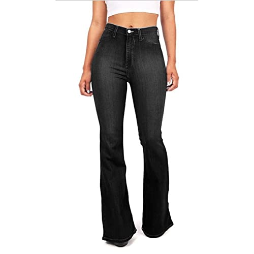 Sawmew Damen Schlaghose Y2K BeiläUfig Jeanshose BeiläUfig Jeanshose Mode High Waist Bootcut Pant Weite Bein Damen Stretch Straight Pants Gerade Jeans Stretch Bootcut Denim Hose BeiläUfig Jeanshose (C von Sawmew