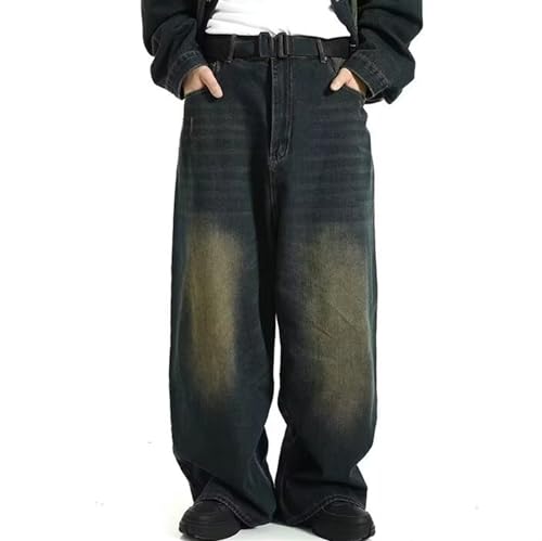 Sawmew Herren Baggy Jeans Hip Hop Jeans Teenager Junge Streetwear Skateboard Y2K Hose Mode Skater Skateboard Hose (Color : Blue, Size : S) von Sawmew