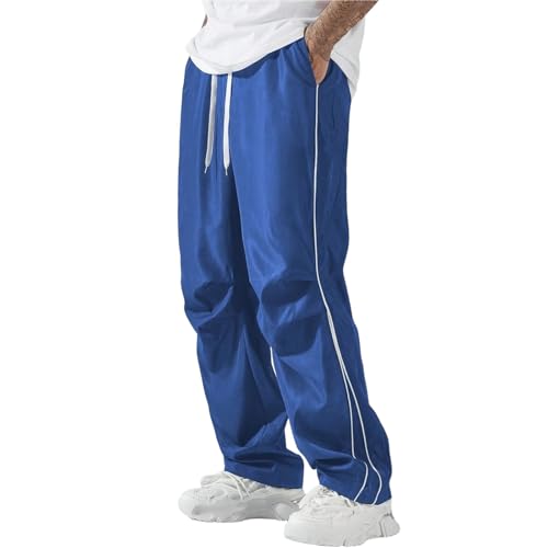 Sawmew Herren Sporthose Lang Sommerhose Baggy Jogginghos Teenager Mode Y2k Streetwear Weites Bein Elastische Taille Outdoor Hosen Freizeithosen(Blue,XXL) von Sawmew
