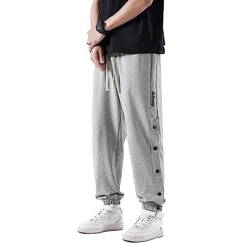 Sawmew Herren-Trainingshose mit offenem Boden, lockere Passform, sportliche Jogginghose, leichte Basketball-Aufwärmhose (Color : Gray, Size : XL) von Sawmew