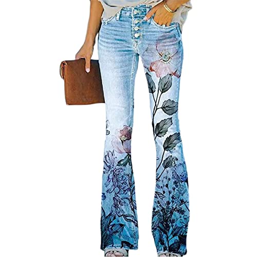 Sawmew Highwaist Jeanshosen für Damen Schlaghosen Jeanshose Lang Stretch Skinny Schlagjeans Schlag Weite Weites Bein Denim Hose Hüftjeans Hüfthose Jeans Bootcut Jeanshose Schlaghose von Sawmew