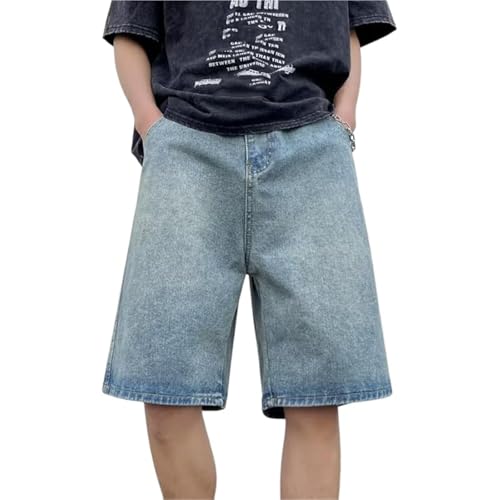 Sawmew Kurze Hose Herren Hip Hop Style Baggy Jeans Shorts für Männer Y2K Fashion Denim Shorts Gerade Streetwear Jorts(XS) von Sawmew