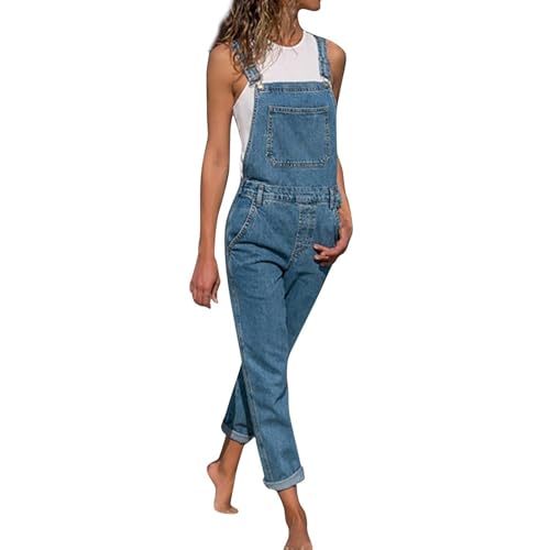 Sawmew Latzhose Damen Jeans Latzhose Blau Jeans Overall Denim Jumpsuit Jeans Jumpsuit Jeanslatzhose Jeans Latzhose Verstellbarer Riemen Blau Overall(Dark blue,XXL) von Sawmew
