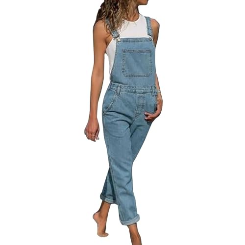 Sawmew Latzhose Damen Jeans Latzhose Blau Jeans Overall Denim Jumpsuit Jeans Jumpsuit Jeanslatzhose Jeans Latzhose Verstellbarer Riemen Blau Overall(Light blue,M) von Sawmew