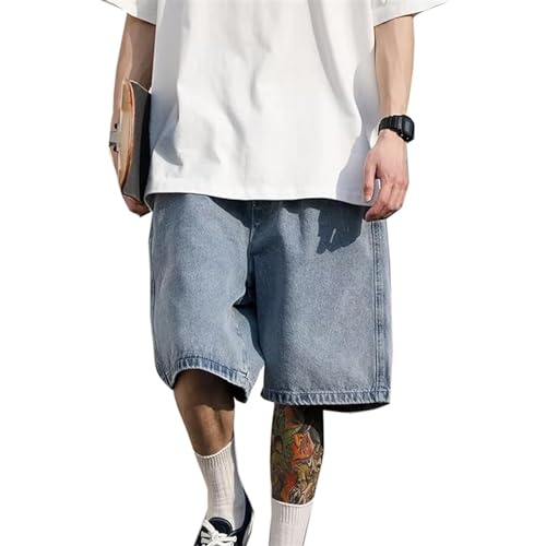 Sawmew Shorts Herren Kurze Baggy Jeans Jorts Y2K Baggy Jungs Hip Hop Skater Hose Jeansshorts Denim Shorts Bermuda Jeans Shorts(Light blue,3XL) von Sawmew