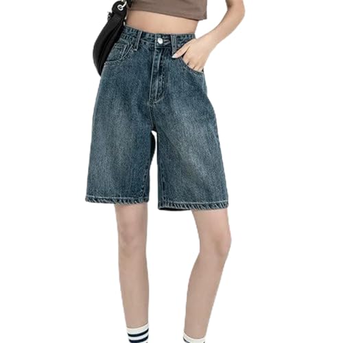 Sawmew Y2K Baggy Jeans Shorts Denim Shorts Oversized Jeanshose Kurze Damen Jeans Shorts Grunge Hip Hop Hose Teenager Streetwear Cargohose Bermuda Shorts(Blue,XL) von Sawmew