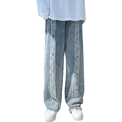 Vintage Herren Patchwork Jeans Baggy Hip Hop Hose Y2k Men 90er Pants Jogginghose Stretch Cargo Coole Cargohose (Color : Blue B, Size : L) von Sawmew