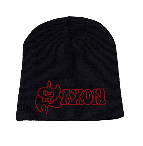 Saxon Mütze Beanie Cap Classic Band Logo offiziell Nue Schwarz One Size von Saxon