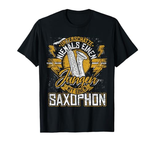 Saxophonist Jazz Musik Jungen Kinder Geschenk Saxophon T-Shirt von Saxophon Geschenk Jazz Musiker Motiv Jungen