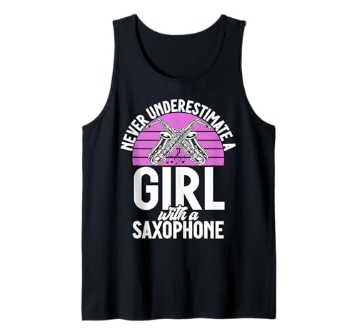Unterschätze Niemals EIN Mädchen mit einem Saxophon Tank Top von Saxophone Gifts
