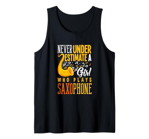 Never Underestimate Girl with Saxophon Lustiges Saxophon Tank Top Never Underestimate Girl with Saxophon Lustiges Saxophon Tank Top von Saxophone Musician Jazz Band Gifts and Gift Ideas