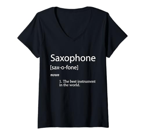 Damen Saxophon Definition Alt Instrument Musiker Saxophon Lyre T-Shirt mit V-Ausschnitt Damen Saxophon Definition Alt Instrument Musiker Saxophon Lyre T-Shirt mit V-Ausschnitt von Saxophone Player Gift For Musicians