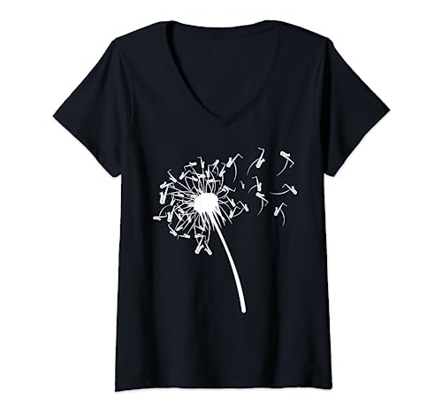 Damen Pusteblume Saxophon Shirt für Saxophonist | Saxophon T-Shirt mit V-Ausschnitt von Saxophone Shirts